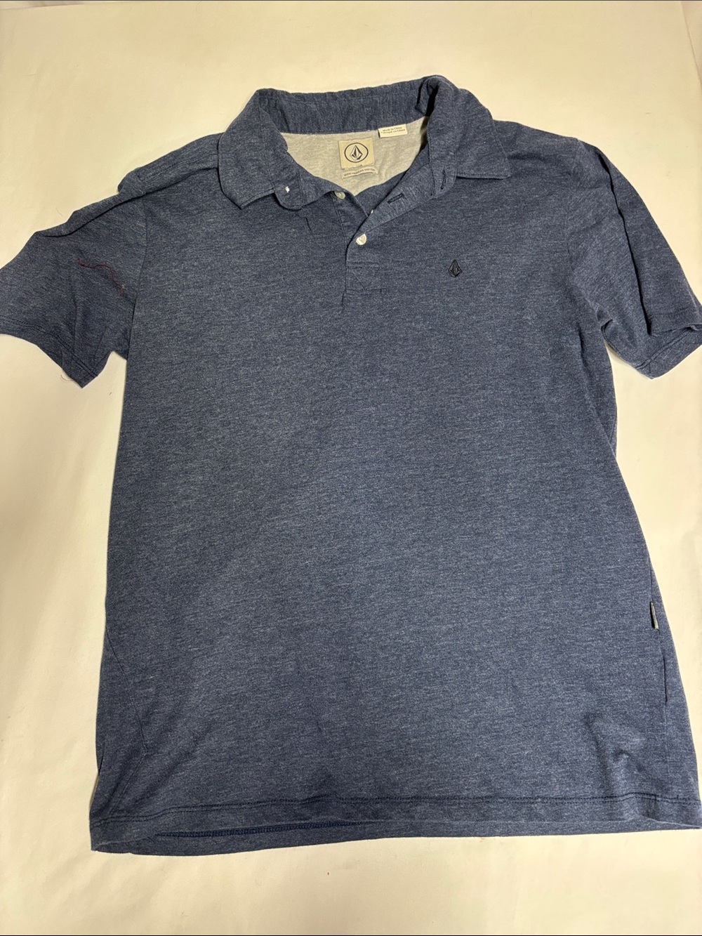 Volcom Men’s Medium Blue Heather Short Sleeve Polo Shirt Logo Casual